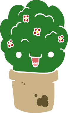 Düz renkli karikatür çalı bir insan tarafından çizilmiş.