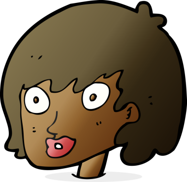 Bir insan tarafından çizilmiş mutlu kadın yüzü.