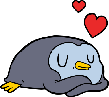 Bir insan tarafından çizilmiş aşk dolu bir penguen.