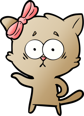 Bir insan tarafından çizilmiş çizgi film kedisi.