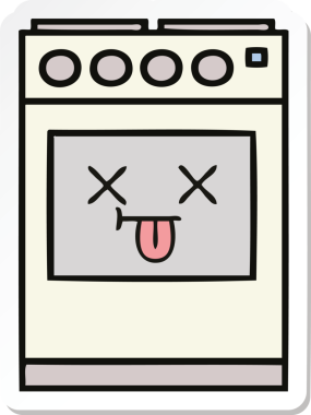 Bir insan tarafından çizilmiş şirin bir mutfak fırınının çıkartması.