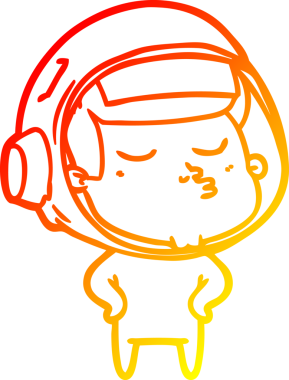 Bir insan tarafından çizilmiş kendinden emin bir astronotun sıcak çizgi çizimi