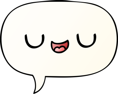 Bir insan tarafından çizilmiş, konuşma baloncuklu şirin çizgi film suratı.