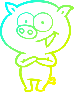 Bir insan tarafından çizilmiş neşeli bir domuz çizgi filmi.