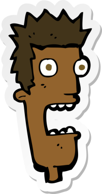 Bir karikatür çıkartması Bir insan tarafından çizilmiş şok adam yüzü