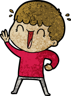 Bir insan tarafından çizilmiş gülen çizgi film adamı.