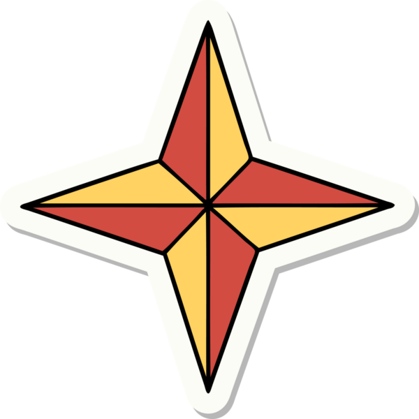 Bir insan tarafından çizilmiş geleneksel bir yıldız stiliyle dövme çıkartması.