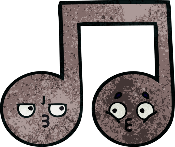 Bir insan tarafından çizilmiş müzikal notanın retro grunge desen karikatürü