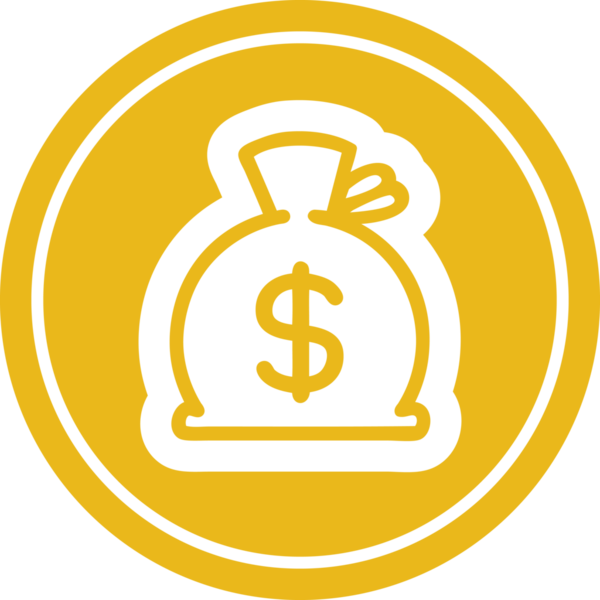 Bir insan tarafından çizilmiş para çuvalı dairesel simge