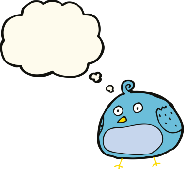 Bir insan tarafından çizilmiş düşünce baloncuklu şişman kuş.