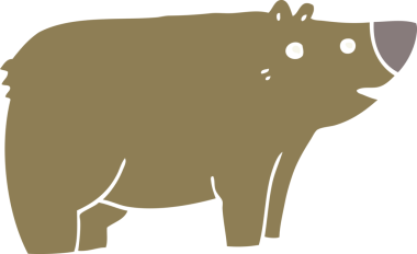 Bir insan tarafından çizilmiş düz renkli çizgi film ayısı