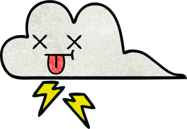 Bir insan tarafından çizilmiş bir gök gürültüsü bulutunun retro grunge desen çizimi