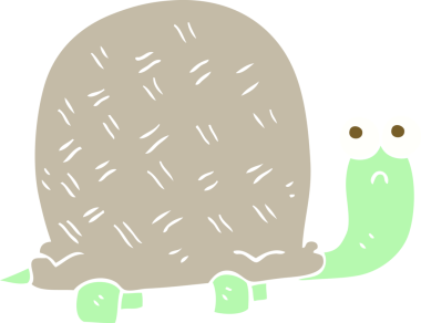 Bir insan tarafından çizilmiş üzgün kaplumbağanın düz renk çizimi