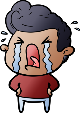 Bir insan tarafından çizilmiş ağlayan bir karikatür.