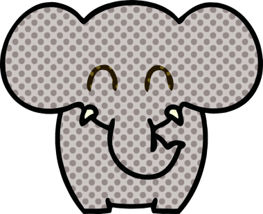 Bir insan tarafından çizilmiş garip çizgi film fili.