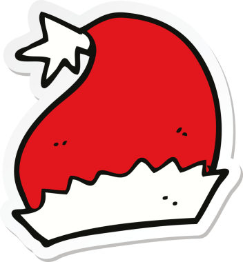 Bir insan tarafından çizilmiş bir Noel Baba şapkasının çıkartması.