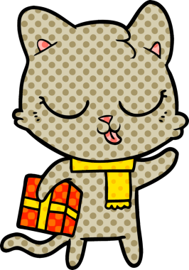 Bir insan tarafından çizilmiş çizgi film kedisi.