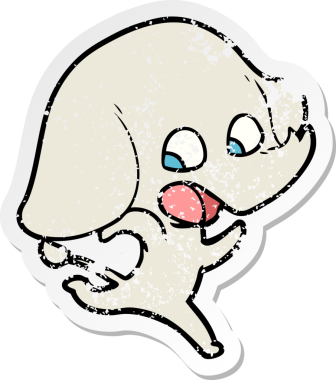 Bir insan tarafından çizilmiş şirin bir filin sıkıntılı çıkartması