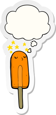 Düşünce baloncuklu buz lolipopu insan tarafından çizilmiş bir çıkartma.