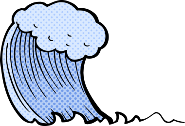 Bir insan tarafından çizilmiş çizgi film dalgası.