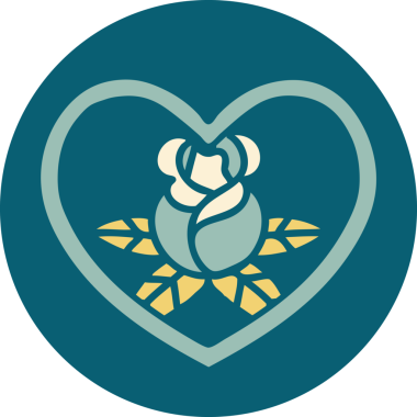 Bir insan tarafından çizilmiş kalp ve çiçeklerin ikonik dövme şekli