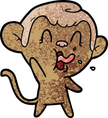 Bir insan tarafından çizilmiş çılgın çizgi film maymunu