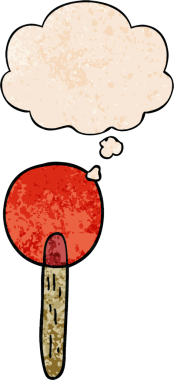 Bir insan tarafından çizilmiş grunge desenli düşünce baloncuklu çizgi film şekeri lolipopu.