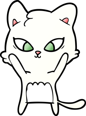 Bir insan tarafından çizilmiş sevimli çizgi film kedisi.