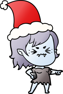 Bir insan tarafından çizilmiş Noel Baba şapkası takan vampir bir kızın gradyan çizimi.