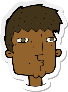 Bir insan tarafından çizilmiş garip bir adamın çıkartması.