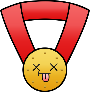 Bir insan tarafından çizilmiş altın madalyanın gölgelenmiş karikatürü.