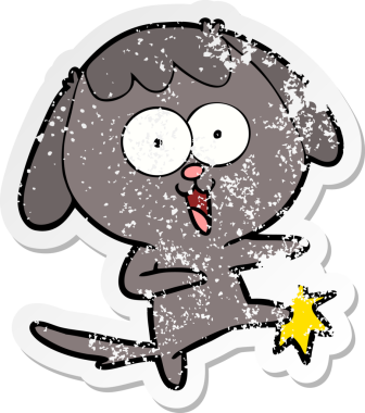 Bir insan tarafından çizilmiş şirin bir köpeğin sıkıntılı çıkartması.