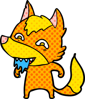 Bir insan tarafından çizilmiş tilki çizgi film karakteri