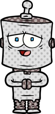 Bir insan tarafından çizilmiş çizgi film robotu