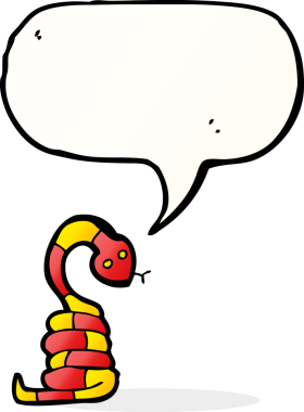 Bir insan tarafından çizilmiş konuşma balonlu çizgi film yılanı.