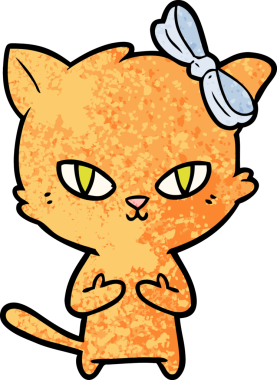 Bir insan tarafından çizilmiş sevimli çizgi film kedisi.