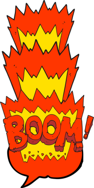 Bir insan tarafından çizilmiş serbest konuşma balonu çizgi film patlama sembolü