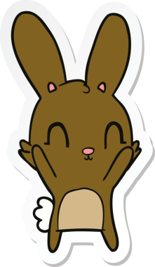 Bir insan tarafından çizilmiş şirin bir tavşanın çıkartması.