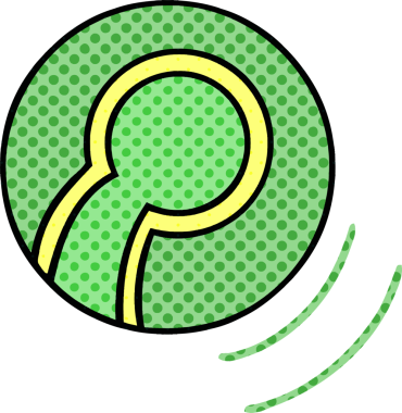 Bir insan tarafından çizilmiş bir tenis topunun çizgi romanı.