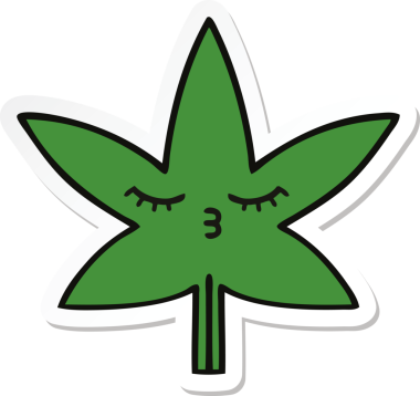 Bir insan tarafından çizilmiş marihuana yaprağının çıkartması.