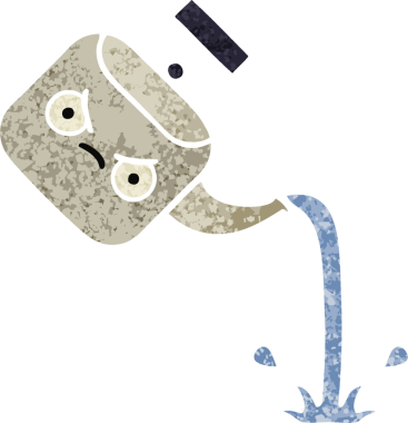 Bir insan tarafından çizilmiş bir çaydanlığın retro çizim tarzı karikatürü