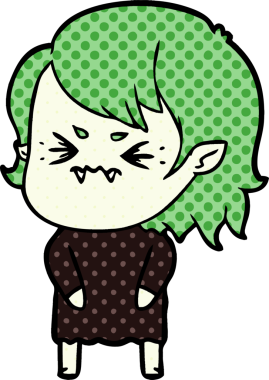 Bir insan tarafından çizilmiş kızgın vampir kız.