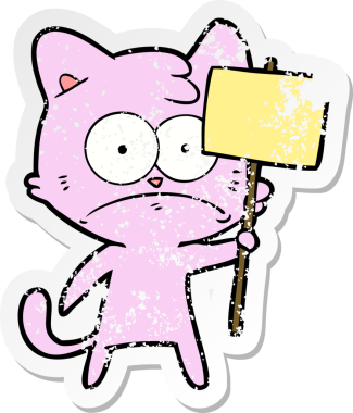 Bir insan tarafından çizilmiş gergin bir kedinin sıkıntılı çıkartması.