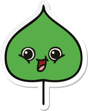 Bir insan tarafından çizilmiş sevimli bir çizgi film yaprağının çıkartması.