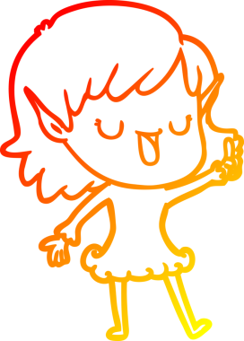 Bir insan tarafından çizilmiş çizgi film karakteri bir elf kızı çizimi