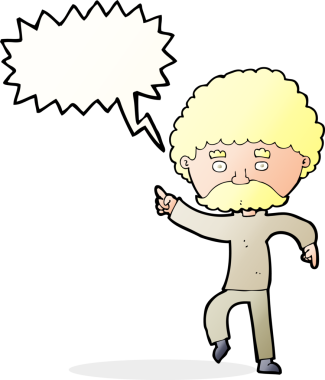 Çizgi film 70 'lerin stil diskosu bir insan tarafından çizilmiş konuşma balonuyla dans ediyor.