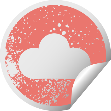 Bir insan tarafından çizilmiş beyaz bulutun çizilmiş dairesel soyma etiketi.