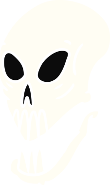 Bir insan tarafından çizilmiş kafatası karalaması.