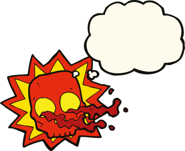 Bir insan tarafından çizilmiş düşünce baloncuklu cadılar bayramı kafatası sembolü.