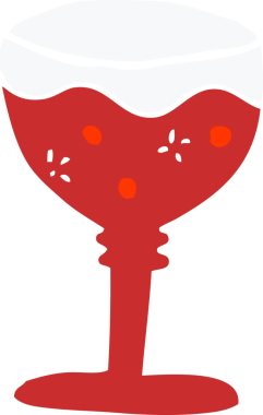 Bir insan tarafından çizilmiş kırmızı şarap kadehi.